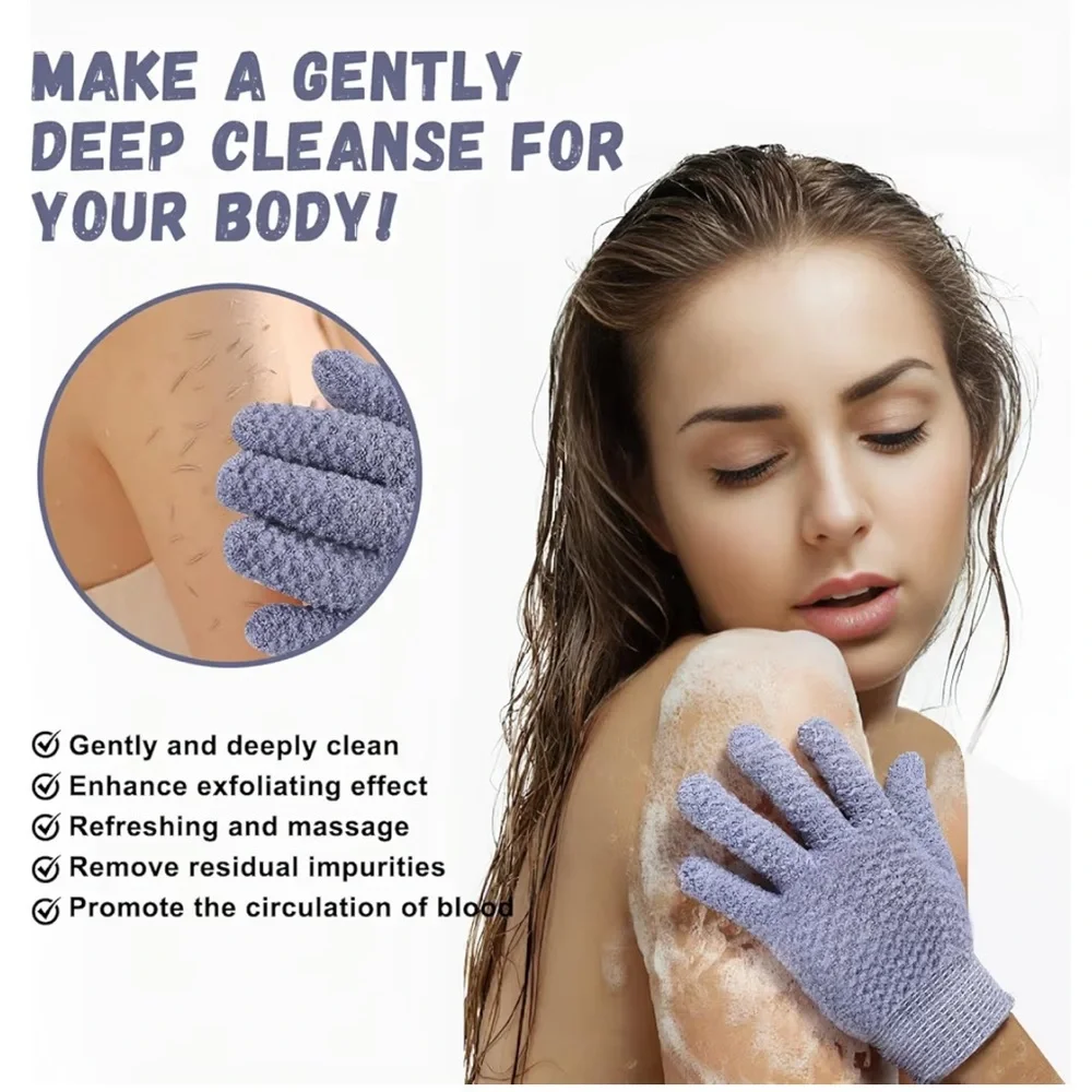 Exfoliating Dual Texture Bath Gloves for Shower Spa Massage and Body Scrubs